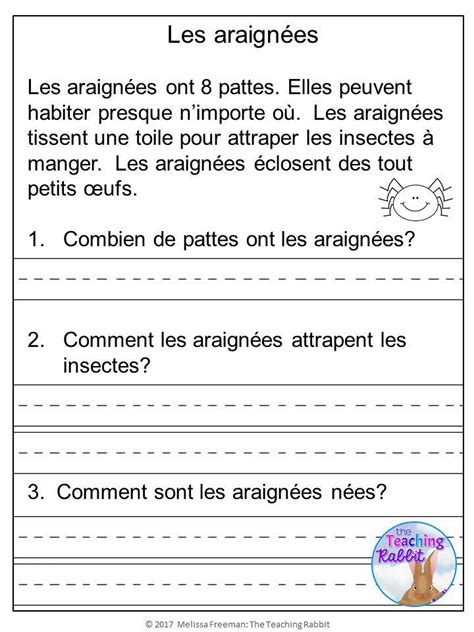 french comprehension passages with questions and answers