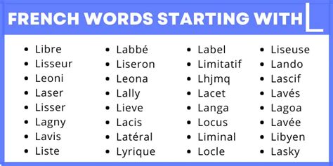 French Words That Start With L Meaningkosh Simple Words That Start With L - Simple Words That Start With L