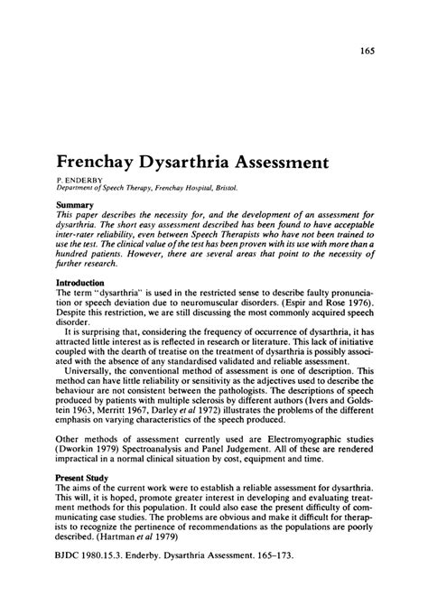 Download Frenchay Dysarthria Test 
