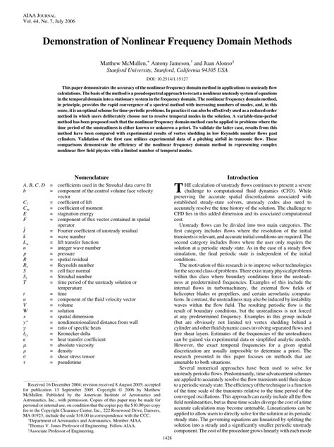 Frequency Domain Methods For Nonlinear Analysis Theory And Application