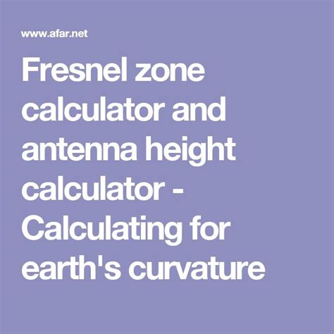 Fresnel Zone Calculator   Fresnel Zone Calculator Southwest Antennas - Fresnel Zone Calculator