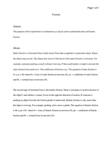 Friction Lab Report Proposal Cv Thesis From Top Physics Worksheet Friction - Physics Worksheet Friction
