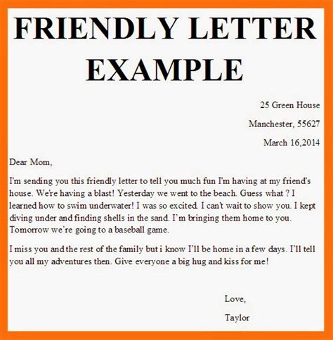 Friendly Business Letter Format