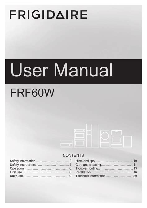 frigidaire com support pdf user guide