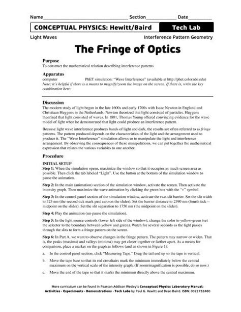 Download Fringe Of Optics Tech Lab Answer Document 