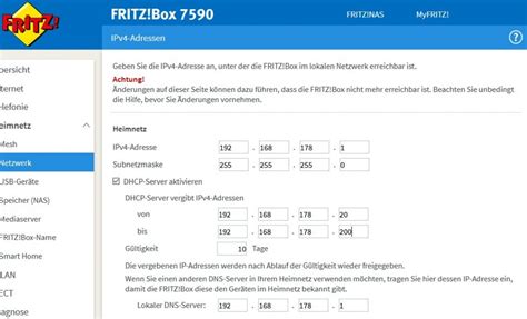 fritz box dhcp range