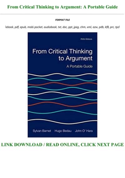 Read Online From Critical Thinking To Argument A Portable Guide Pdf 