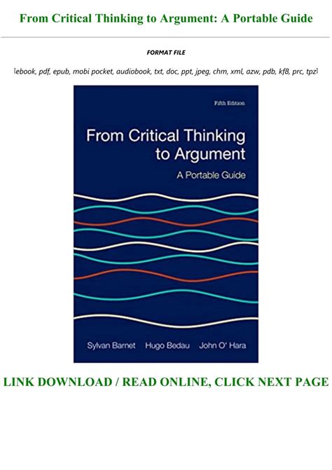 Read From Critical Thinking To Argument A Portable Guide Pdf 