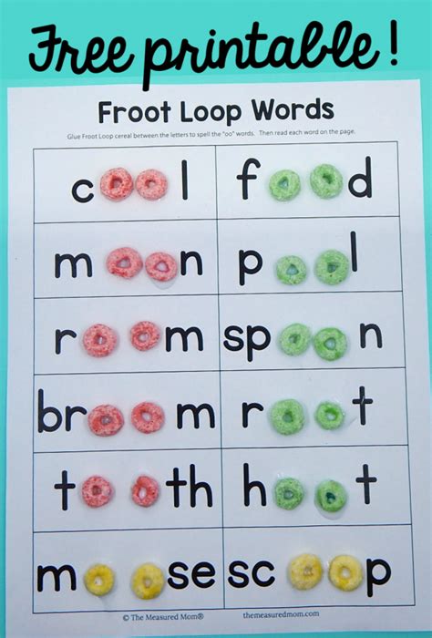 Froot Loop Worksheet For Oo Words The Measured Oo Words Worksheet - Oo Words Worksheet