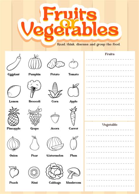 Fruit And Vegetables Worksheets Let S Eat Worksheet Kindergarten - Let's Eat Worksheet Kindergarten