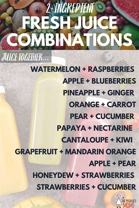 Fruit Juice Combination Chart