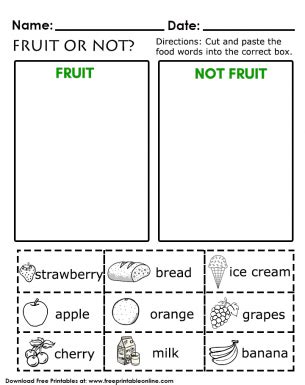 Fruit Or Not Kids Worksheet Free Printable Online Printable Fruits Worksheet For Kindergarten - Printable Fruits Worksheet For Kindergarten