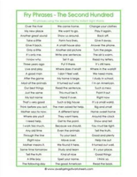Fry Phrases The Second 100 Fry Word Phrases Fry Phrases 2nd Grade - Fry Phrases 2nd Grade