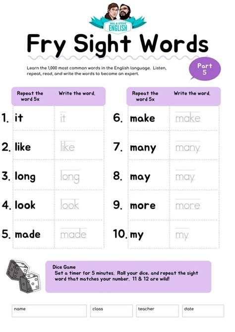 Fry Sight Words Lessons American English Vocabulary 2nd Grade Fry Sight Words - 2nd Grade Fry Sight Words