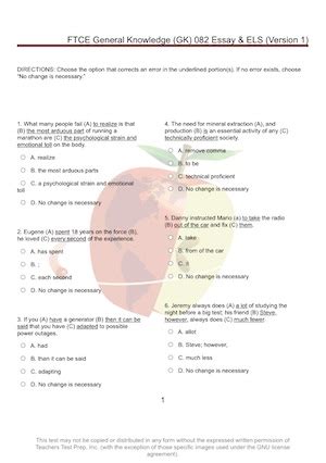 Ftce General Knowledge Practice Test
