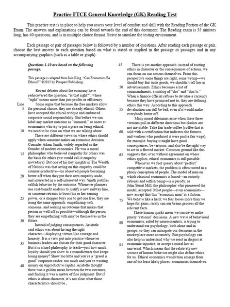 Ftce General Knowledge Reading Practice Test