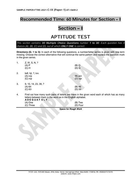 Read Ftre Sample Question Papers 