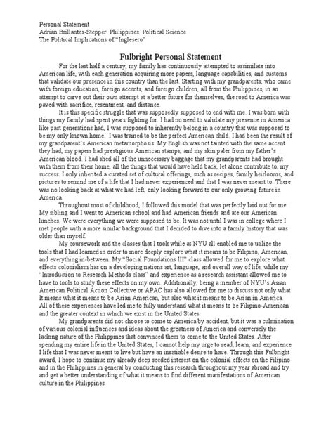 Fulbright Personal Statement