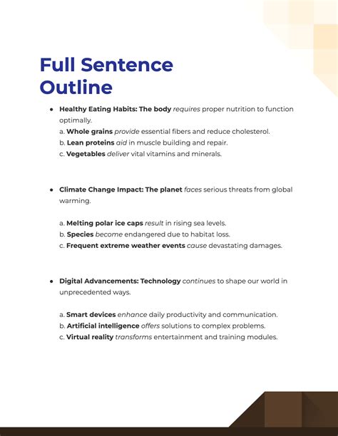 full sentence outline format