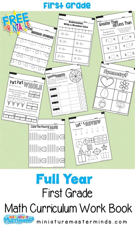 Full Year Math Curriculum First Grade Free Printable First Grade Math Books - First Grade Math Books