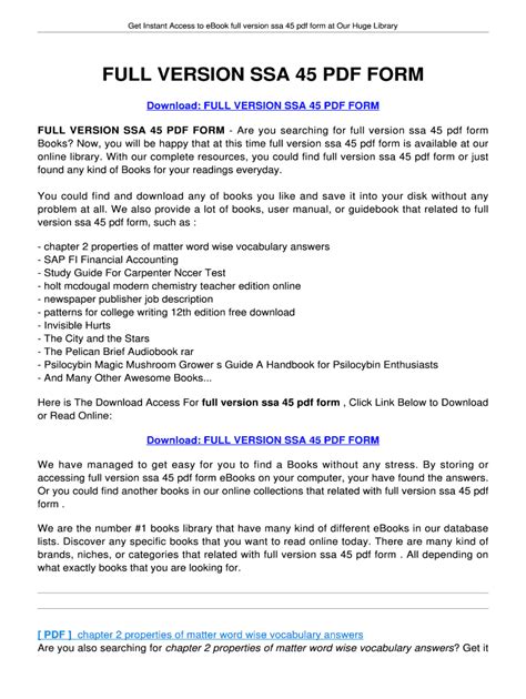 Full Download Full Version Ssa 45 Pdf Form 