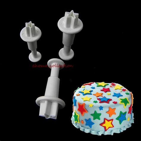 Read Fulldream 3 Pcs Mini Star Fondant Plunger Cutter Cake Biscuit Cookies Decorating Tool Mold 