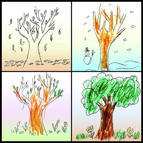 Fun And Easy Four Seasons Drawing Ideas For Seasons Drawing For Kids - Seasons Drawing For Kids