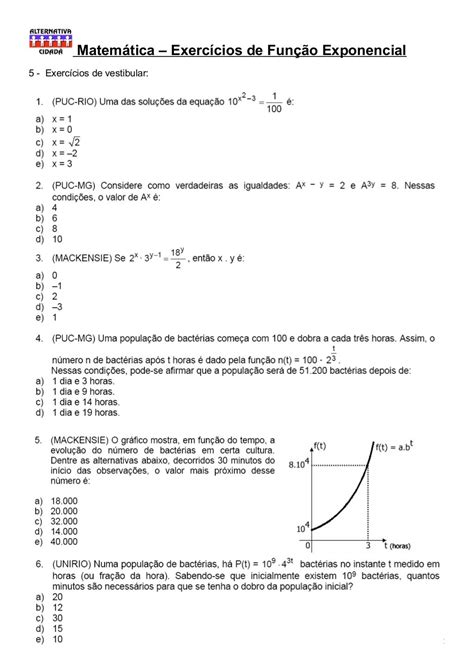 Funcao Exponencial Exercicios