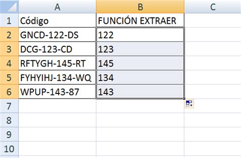 Funcion Extrae En Excel