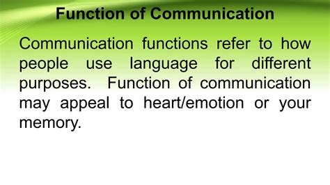 Function Of Communication