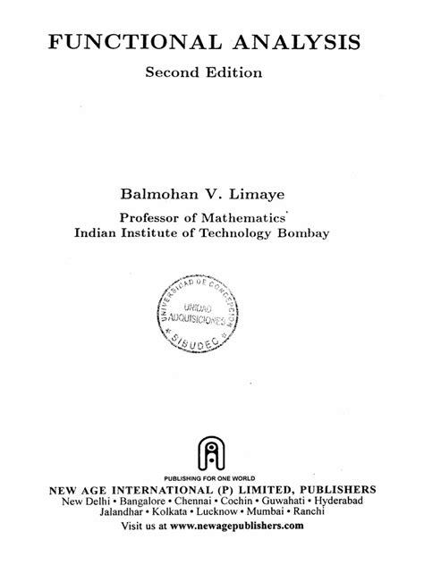 Functional Analysis By Balmohan Vishnu Limaye