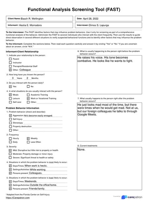Functional Analysis Screening Tool