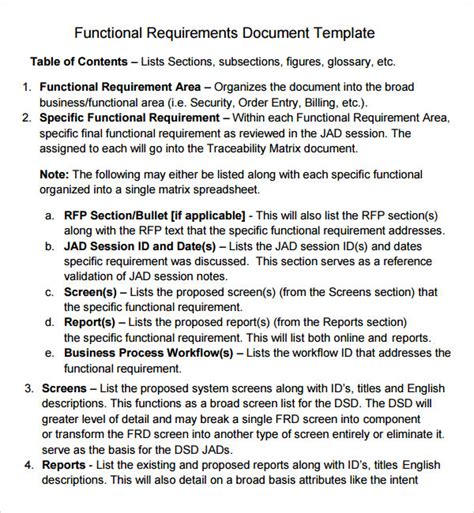 Functional Requirements Document Template Delaware