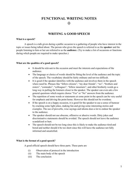 Functional Writing Examples