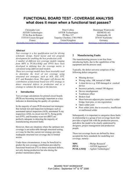 Full Download Functional Board Test Coverage Analysis 