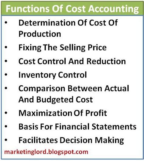 Functions Of Cost Accounting