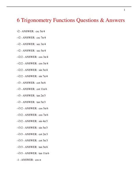 functions statistics and trigonometry answers