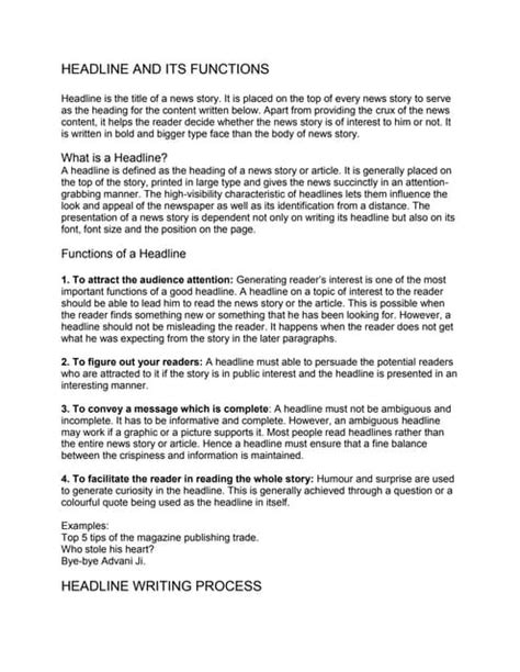 Download Functions Of Newspaper Headlines 