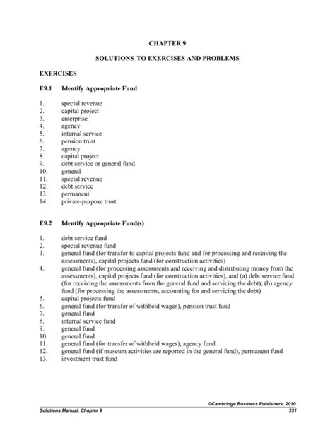 fund accounting exercises and problems solutions