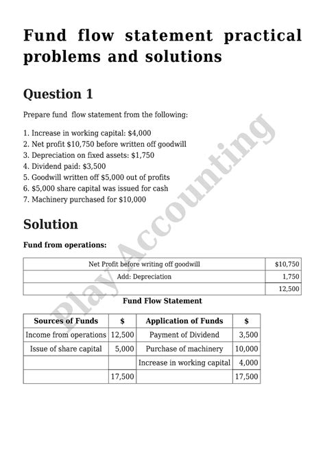 Read Online Fund Flow Statement Problems And Solutions 