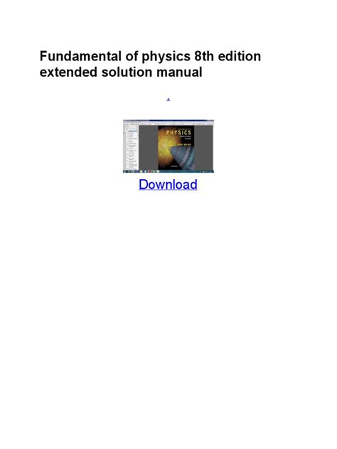 Fundamental Of Physics 8th Edition Solution