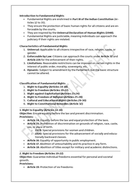 Fundamental Rights Notes Pdf