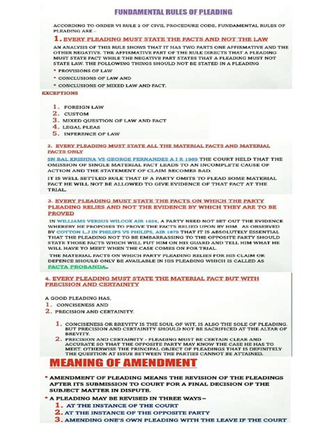 Fundamental Rules Of Pleading