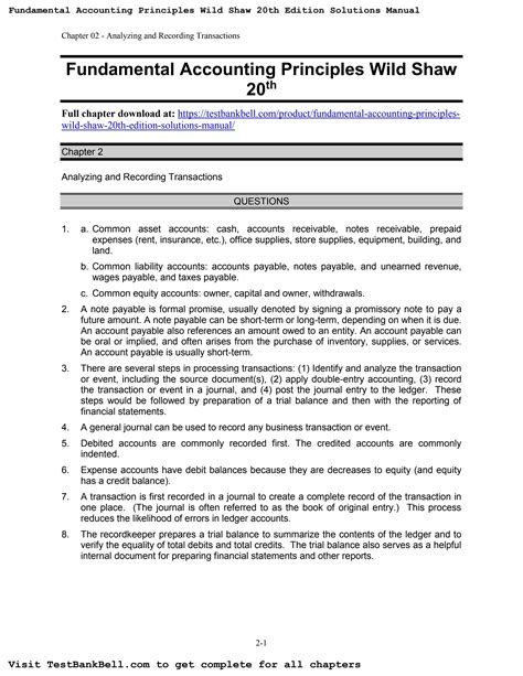 Full Download Fundamental Accounting Principles 20Th Edition Answers 