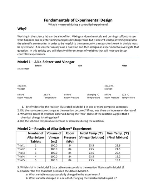 Fundamentals Of Experimental Design Answer Key