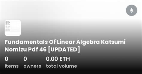 fundamentals of linear algebra nomizu pdf