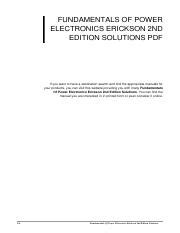 Fundamentals Of Power Electronics Solution Manual Erickson