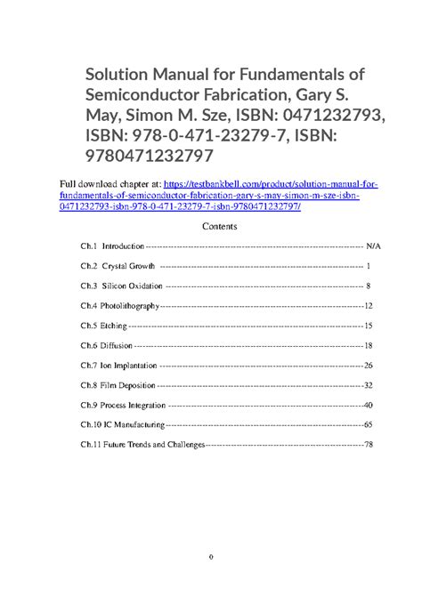 Fundamentals Of Semiconductor Fabrication Solution Manual