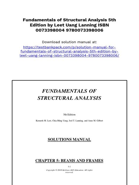 Fundamentals Of Structural Analysis Leet