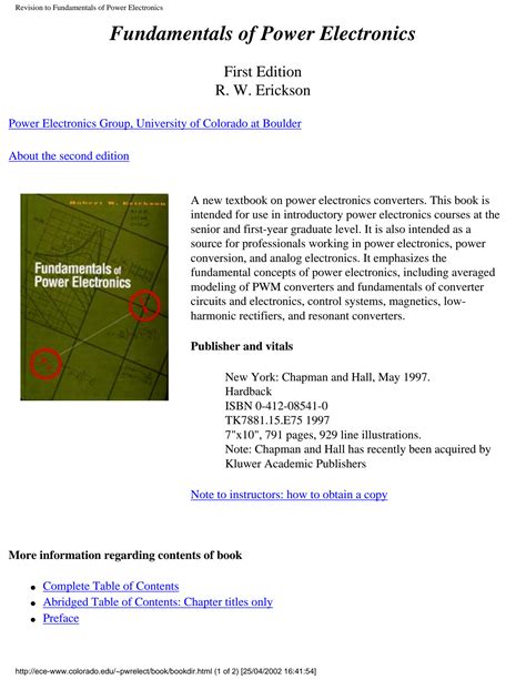 Fundamentals Power Electronics Solution Erickson